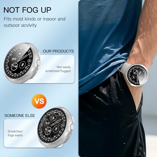 Thumbnail 4 de Diruite 3 Pezzi Cover per Google Pixel Watch 4 45mm – Protezione in vetro temperato 9H e PC, Nero/Argento+Trasparente