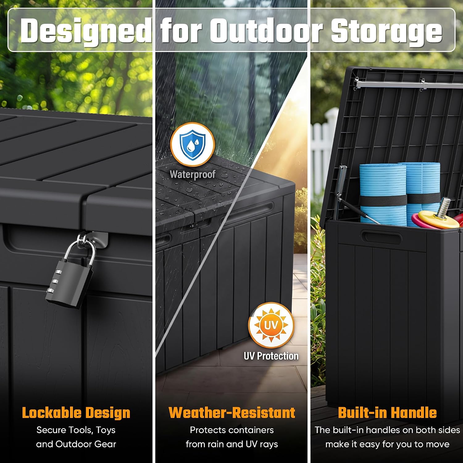 Thumbnail 1 de Greesum GS-PSB26 110-Gallon Outdoor Storage Box, Lockable Dark Black Deck Box