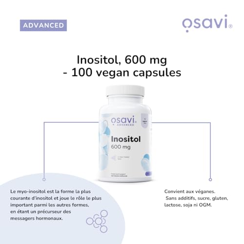 Detalle de Osavi Inositol 600 mg – 100 gélules véganes, Myo-Inositol pour l’équilibre hormonal et le bien-être