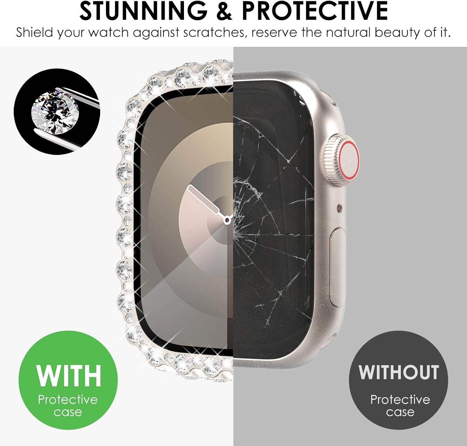 Detalle 2 de Fullife 2 in 1 Waterproof Bling Case for Apple Watch 46mm
