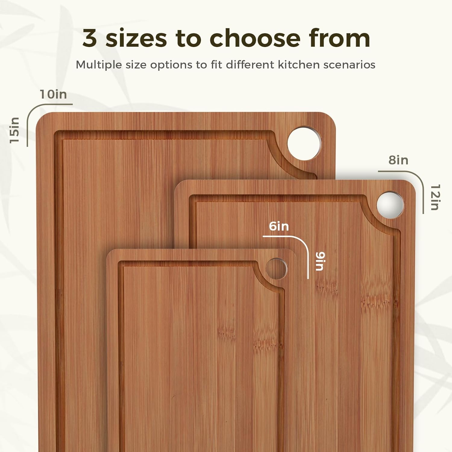 Thumbnail 1 de BNBUN Bamboo Cutting Board 3-Piece Set