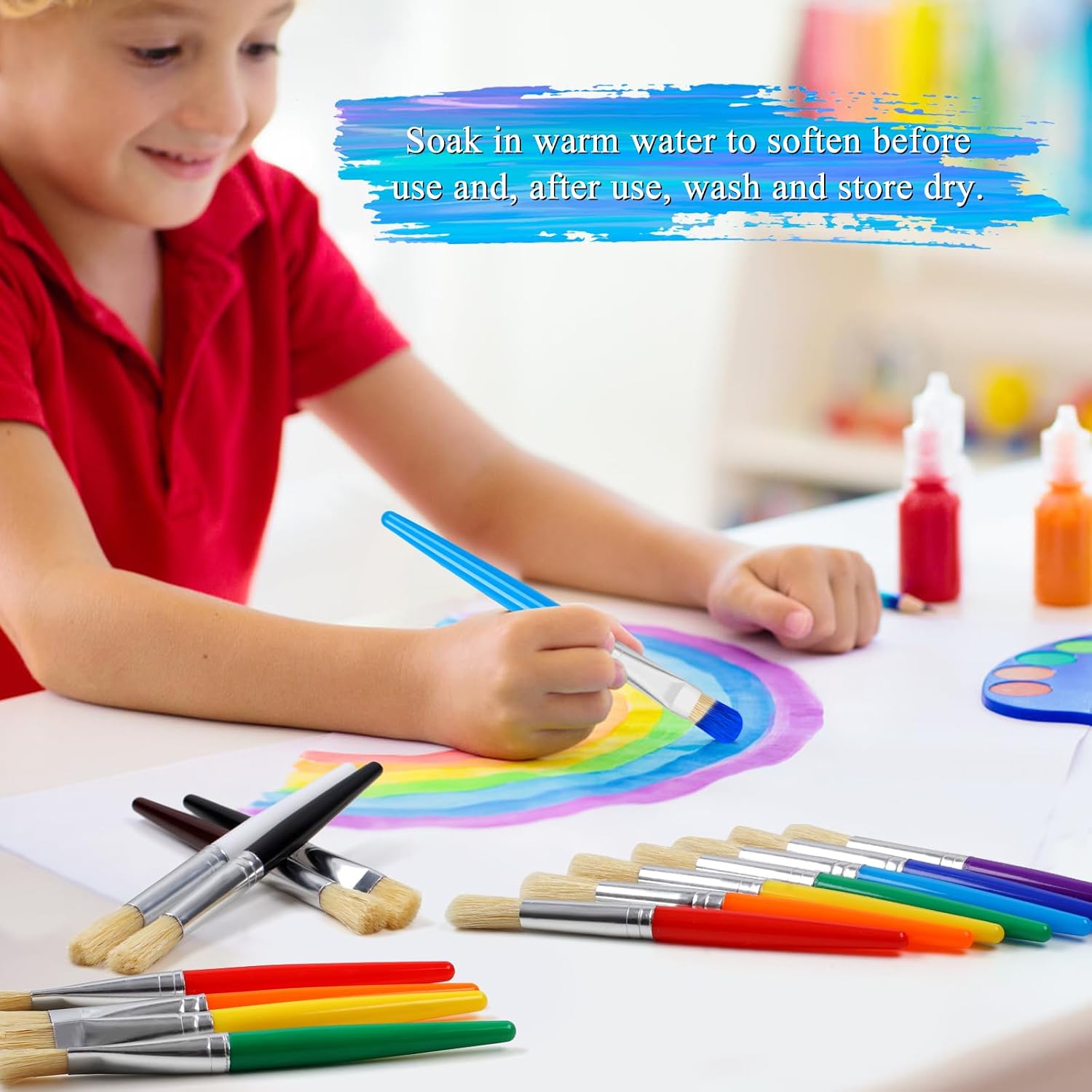 Thumbnail 4 de REGUICORP 19ZZMHB001 Kids’ Paint Brush Set, 20 Round and Flat Brushes