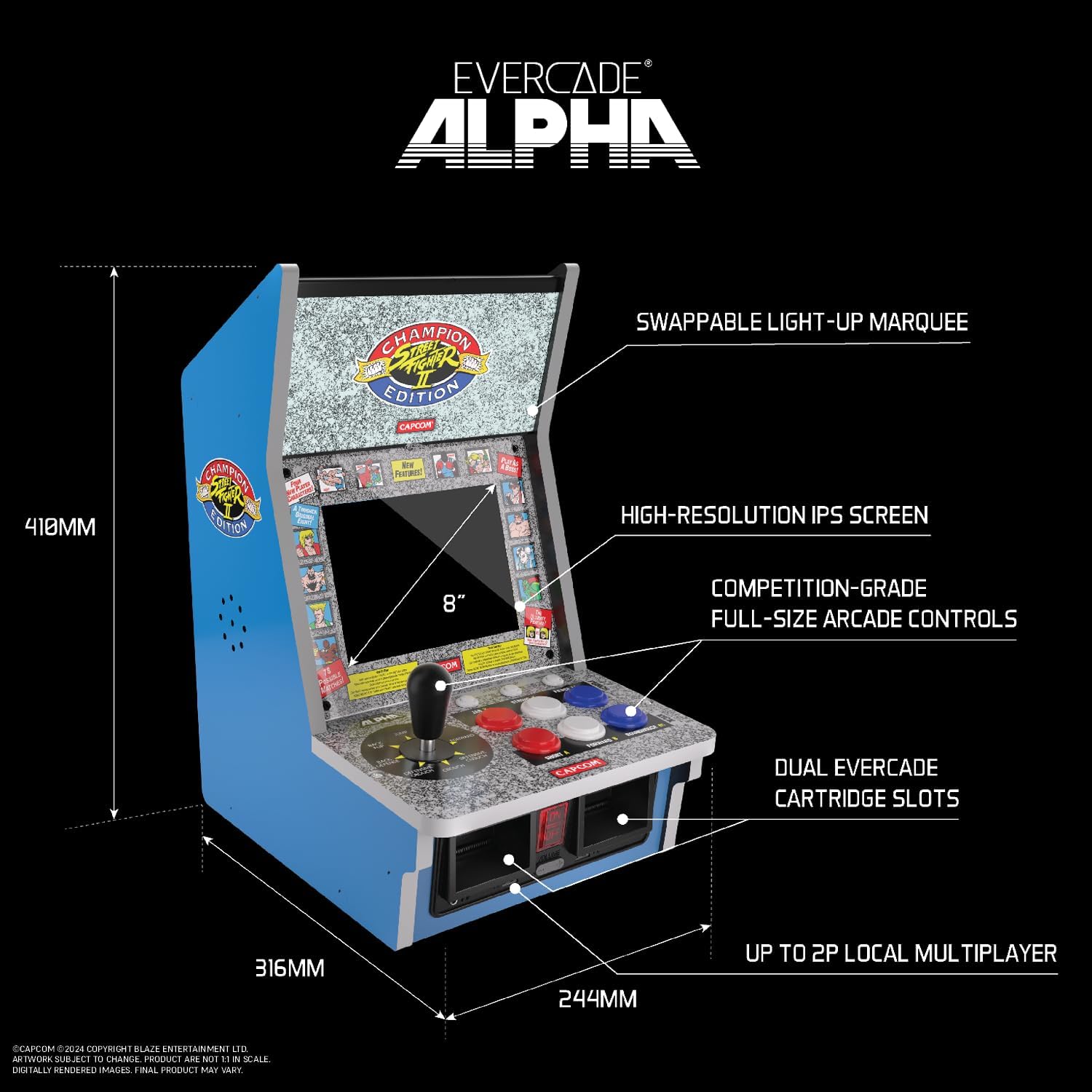 Detalle de Evercade Alpha Street Fighter bartop arcade