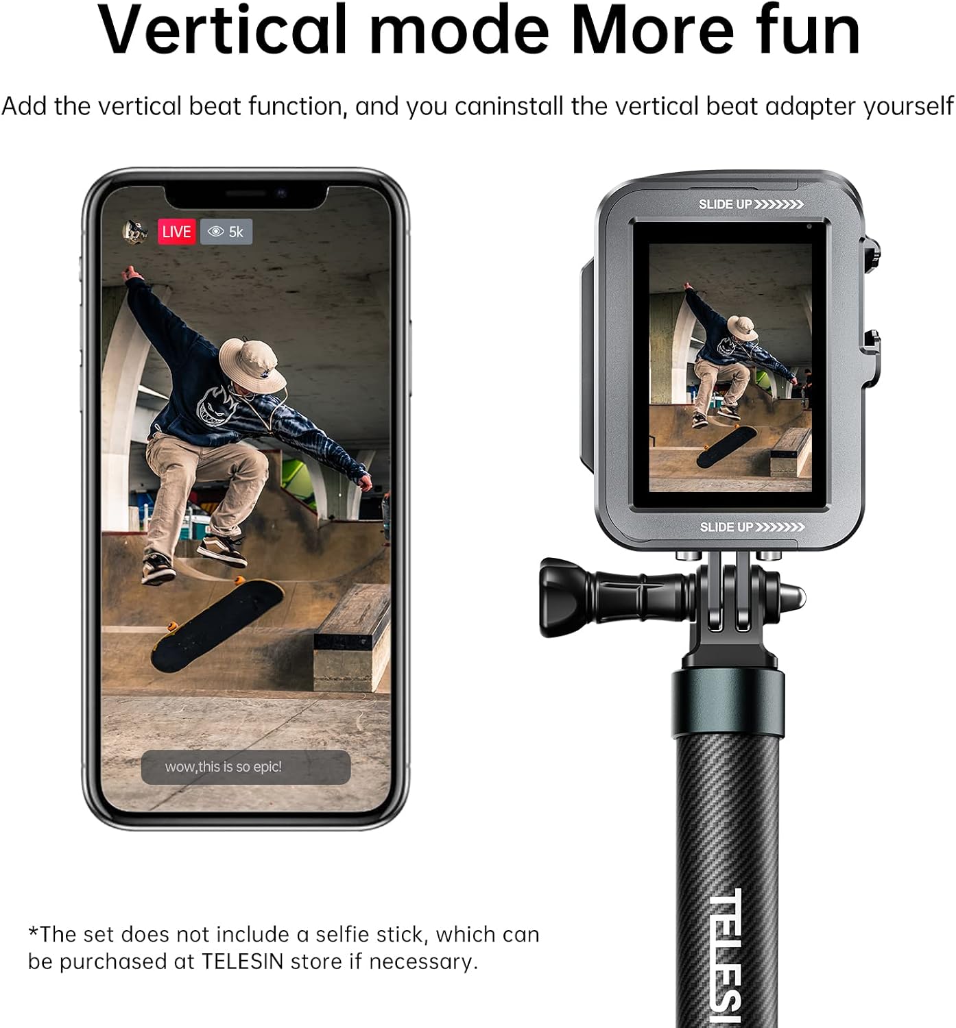 Detalle de TELESIN Vertikales GoPro-Käfiggehäuse 80 g