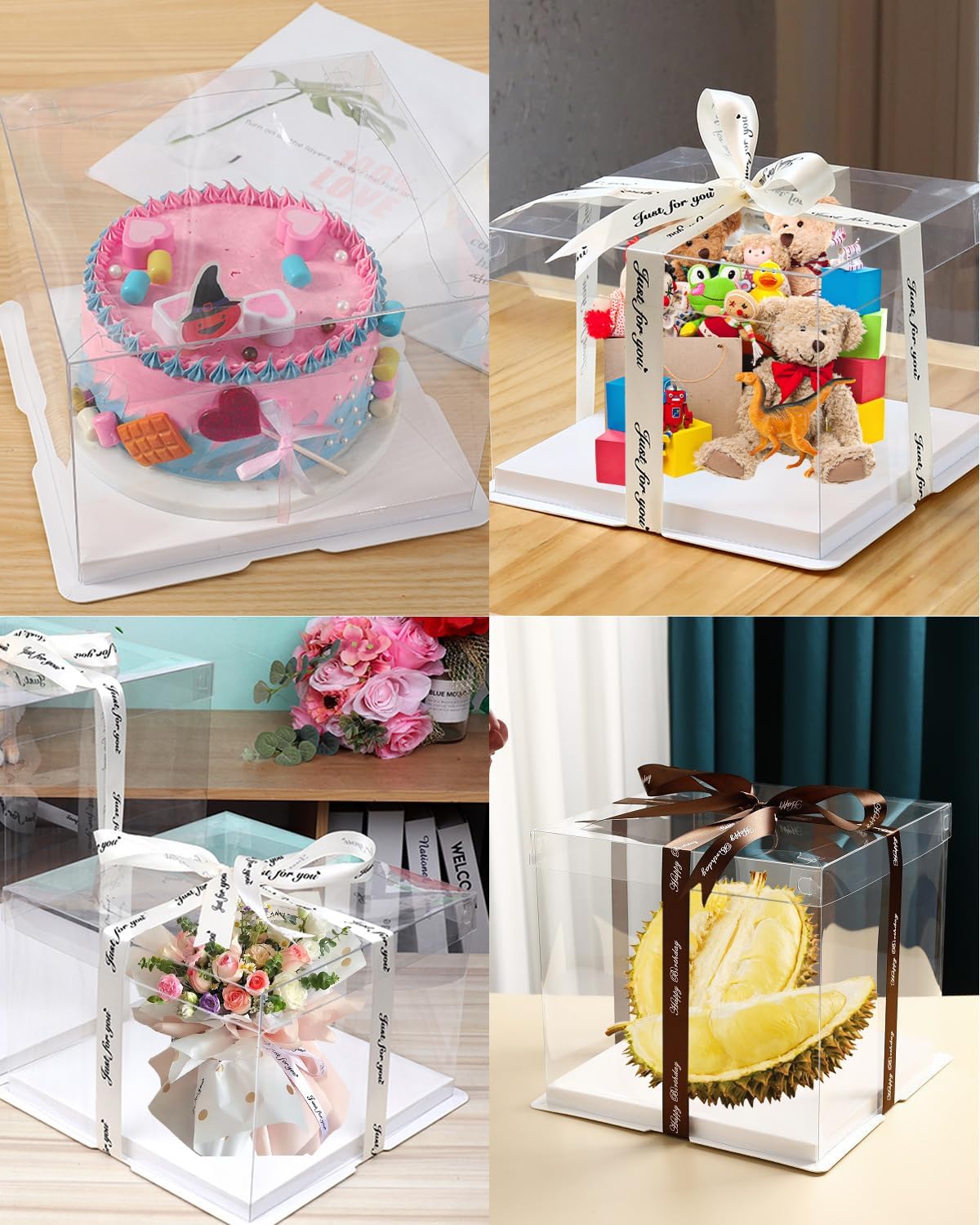 Detalle 2 de Azyvum tårtkartonger för 10-tumstårtor, transparent PET, 30 × 30 × 25 cm