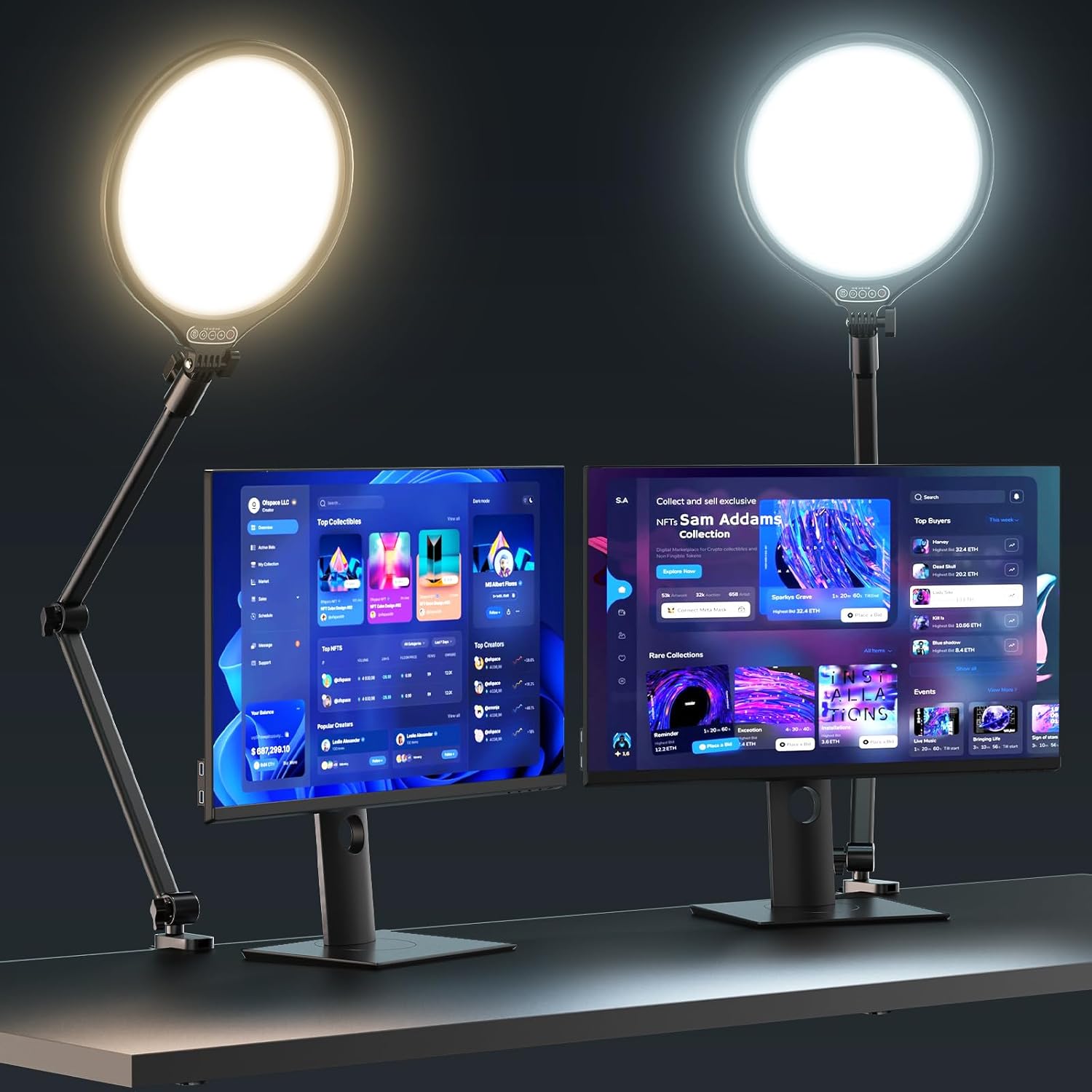 UBeesize 10" Key Light for Streaming — Desk Ring Light with Adjustable Arm