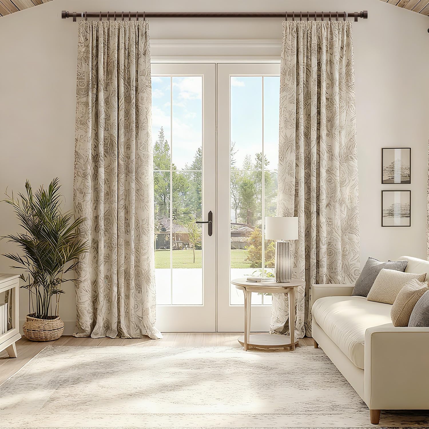 Thumbnail 1 de Lootkell 2 Pack Deep Walnut Wood Curtain Rods, 1" Diameter, Adjustable 32–88" (48–84" Window Range)