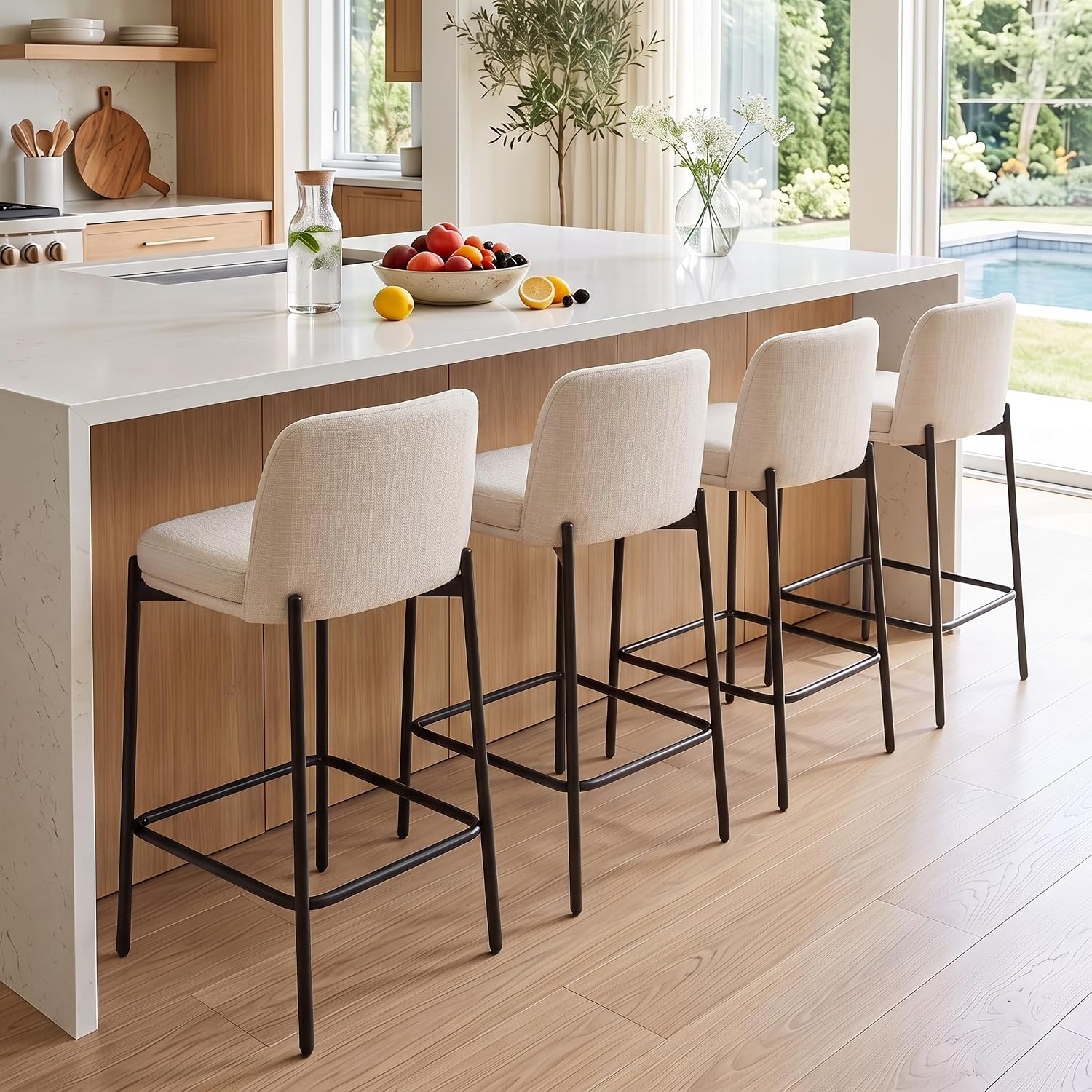 Detalle de QUINJAY Counter Height Bar Stools, 26-Inch