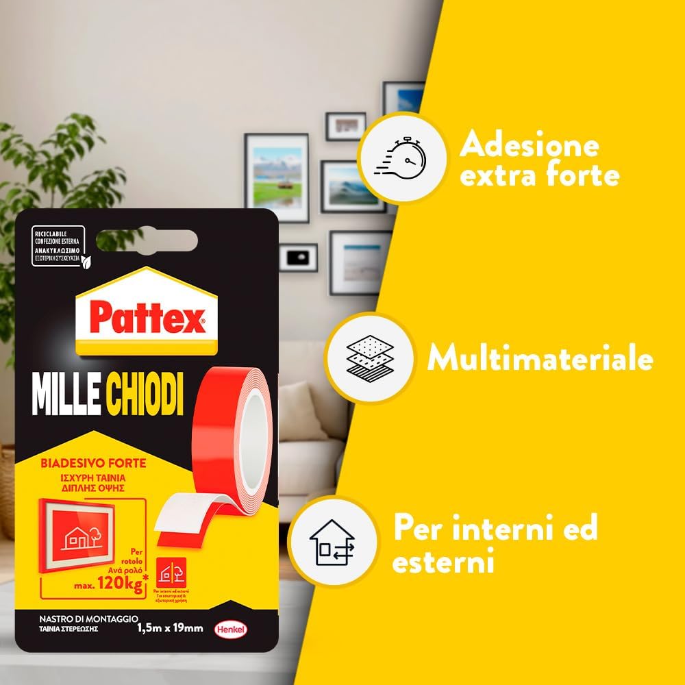 Thumbnail 2 de Pattex Millechiodi Tape nastro biadesivo extra forte 19 mm × 1,5 m