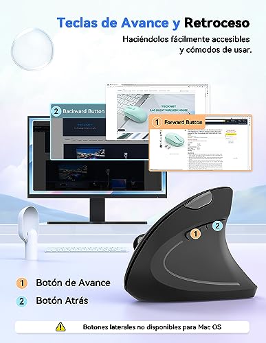 Thumbnail 6 de TECKNET Ratón Vertical Inalámbrico 4800 DPI