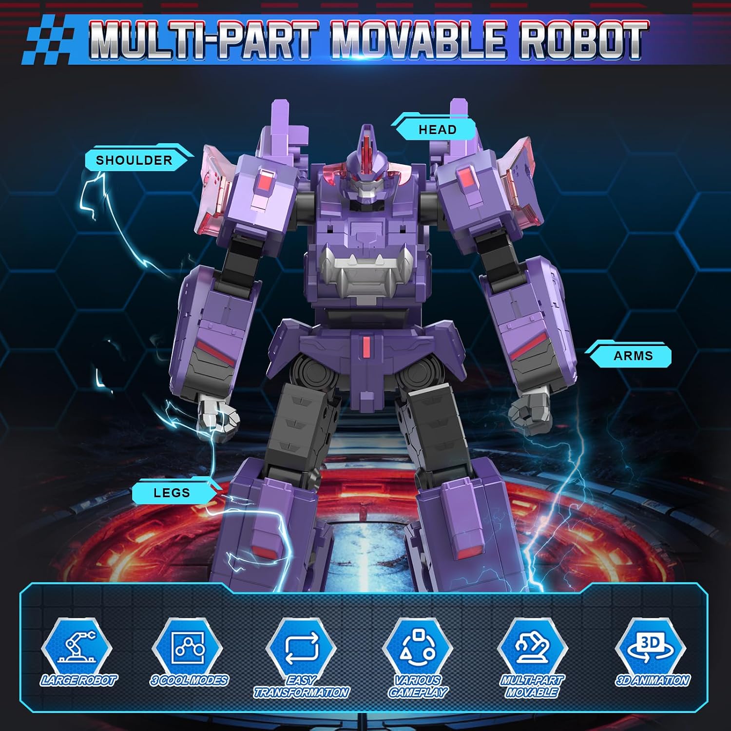 Thumbnail 2 de Quantum Heroes Dinoster Mosa Storm EU580816 3-in-1 Transforming Robot, Purple