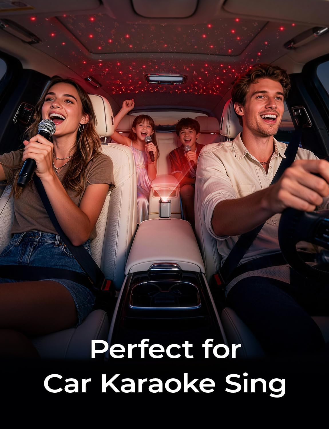 Thumbnail 2 de LISEN 4-in-1 Starlight Retractable Car Charger — 75W with Starry Sky Light Projection