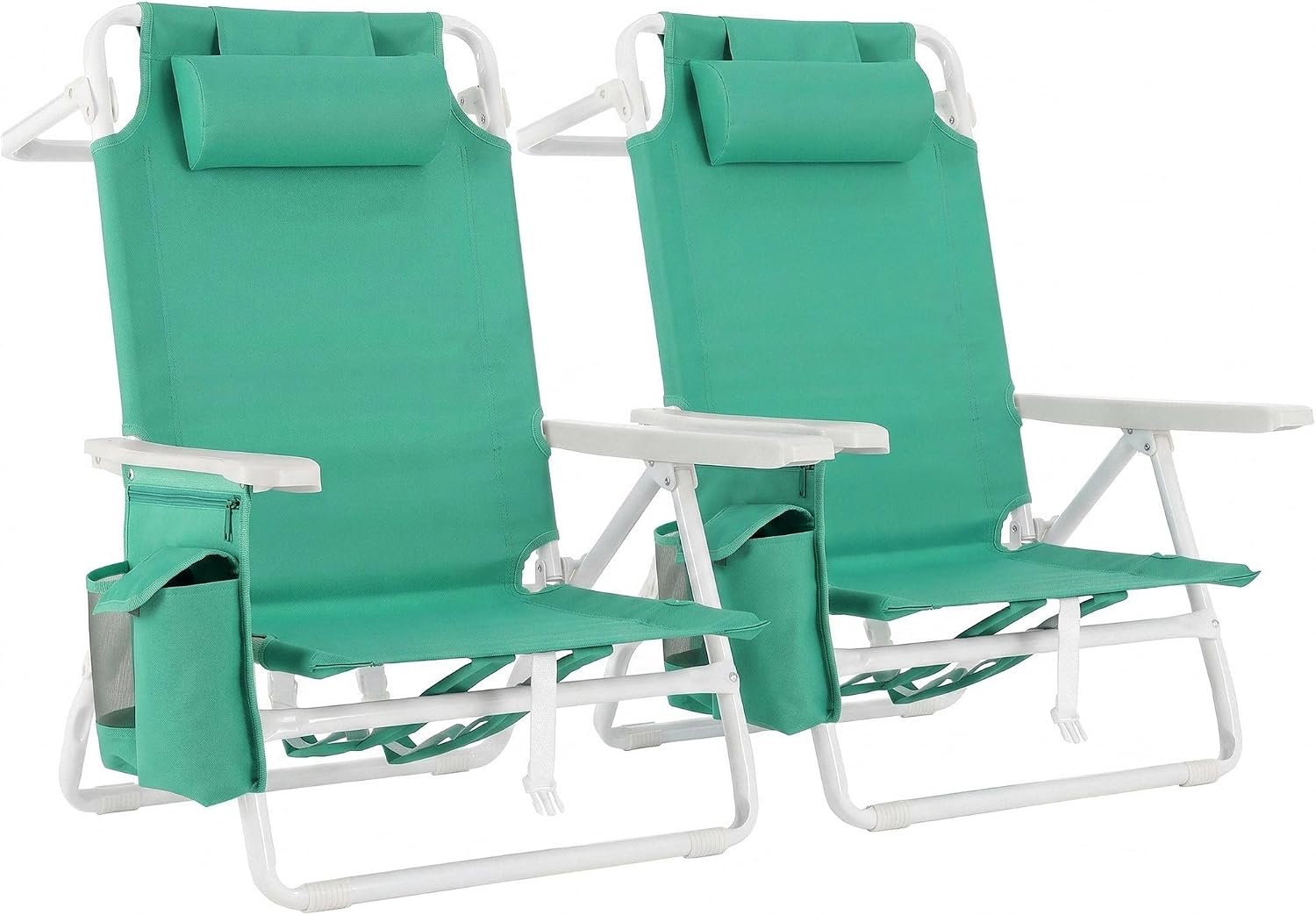 Detalle de LIFERUN XYC-070-4 strandstoel met verstelbare rugleuning en koelvak, set van 2
