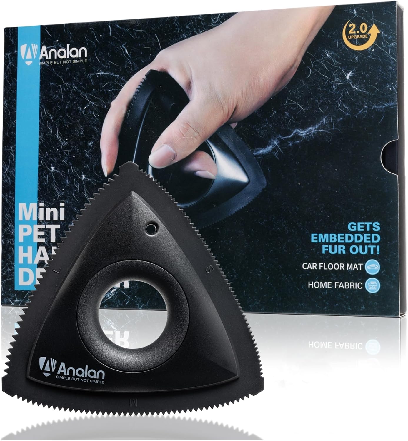 Detalle de ANALAN Mini Pet Hair Remover Brush: Handheld Magic for Carpet, Furniture and Bedding
