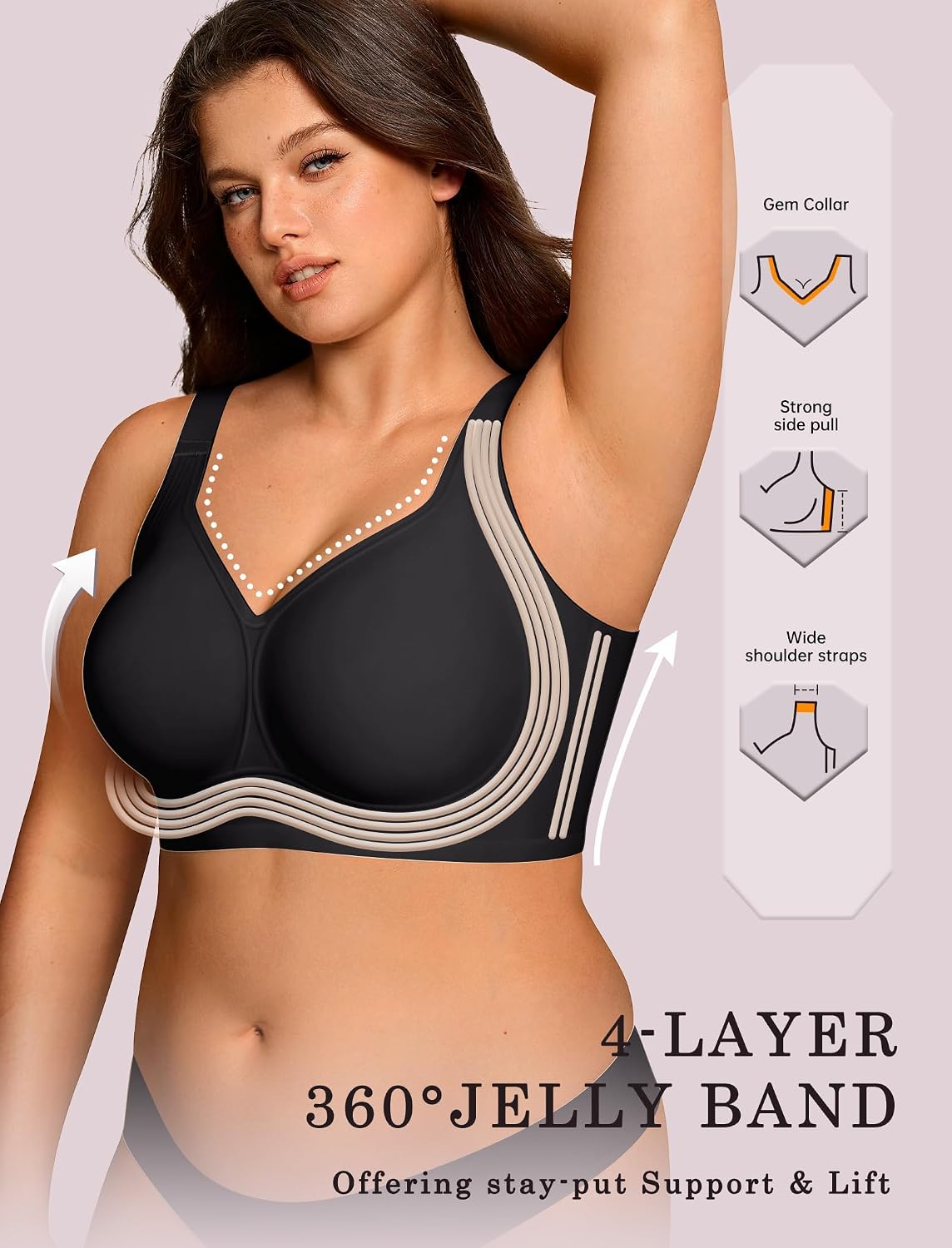 Thumbnail 1 de OEAK Wireless Jelly Bra Plus Size 4XL