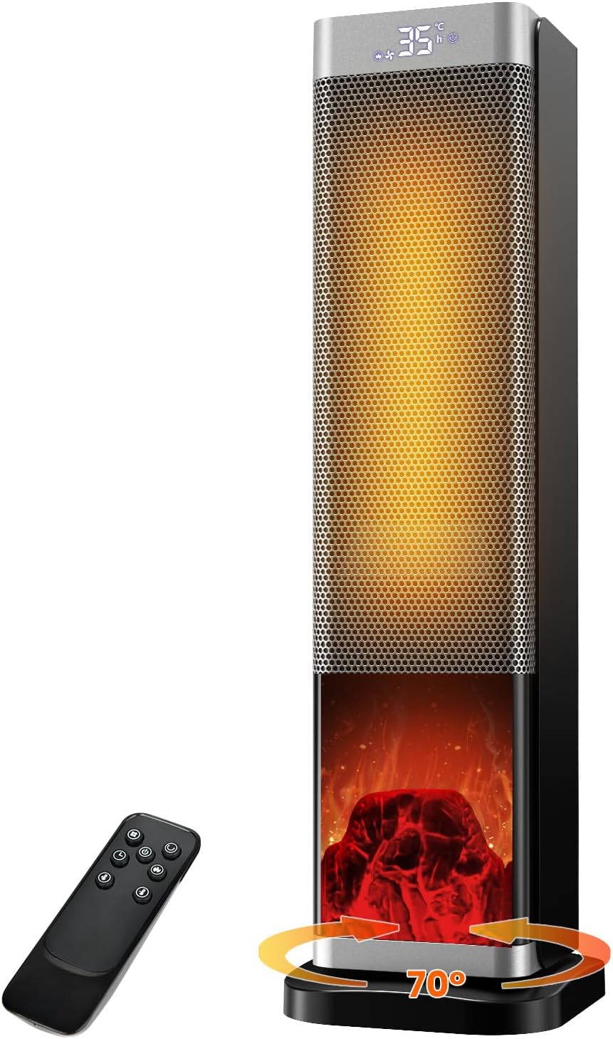 Stufetta Elettrica Basso Consumo PTC 2000W con 4 modalità, ECO, oscillazione e timer fino a 12 ore