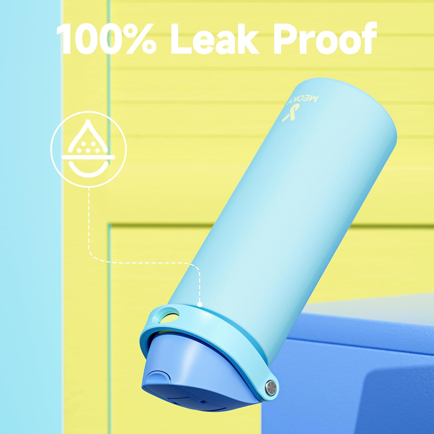 Detalle de Meoky iwbh-24oz1p-LB Insulated Stainless Steel Water Bottle, 24 oz, Azure