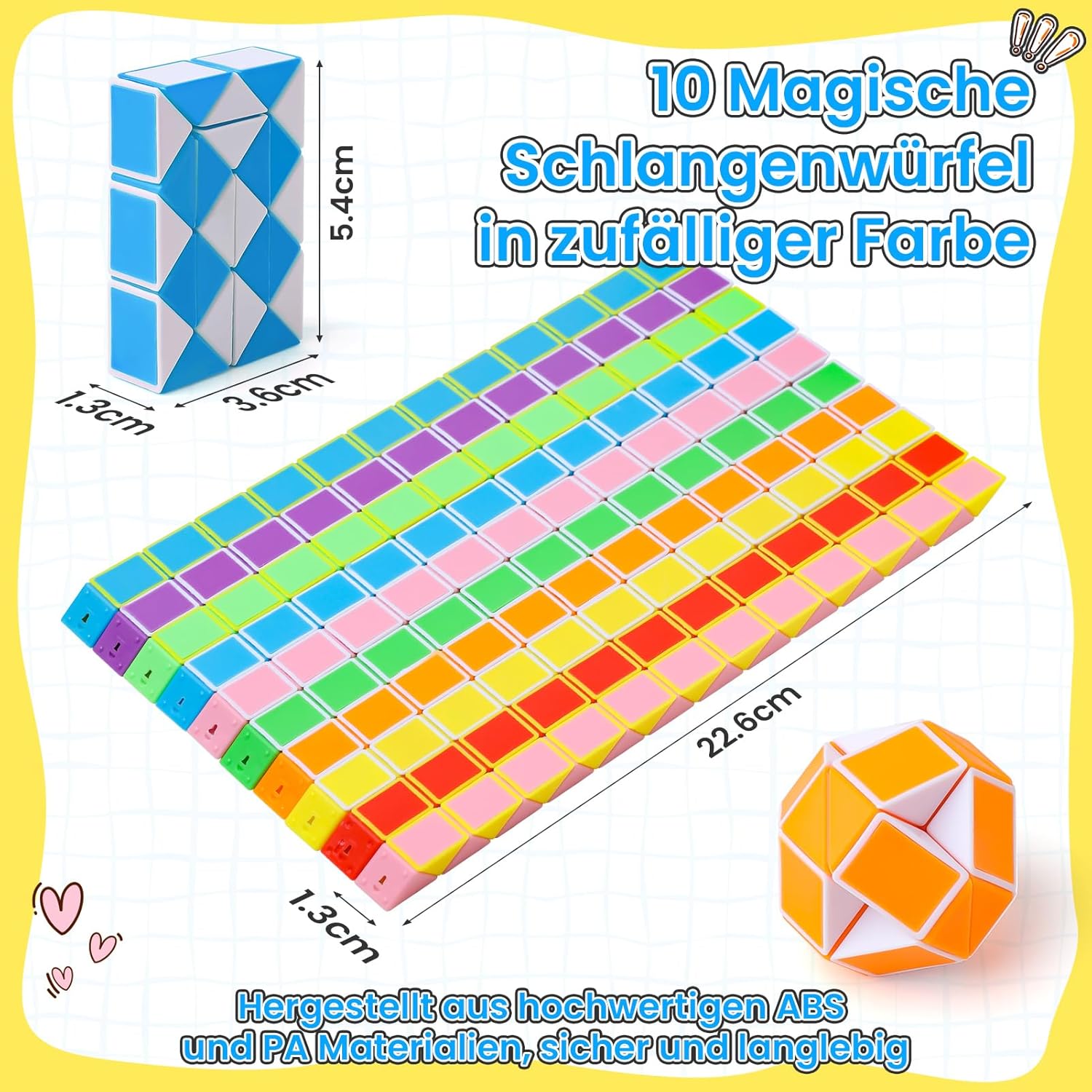 Thumbnail 1 de ECHOCUBE Magischer Schlangenwürfel (10er Pack) – Dreh-Puzzle für Kinder ab 3 Jahren
