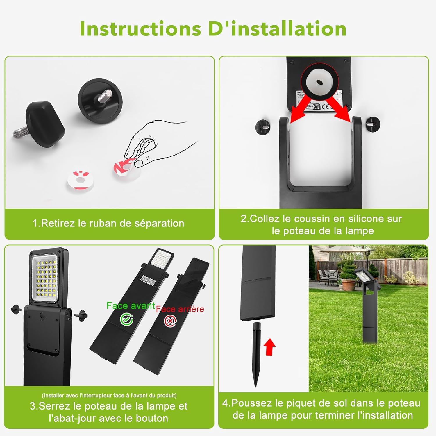 Thumbnail 6 de OUSFOT Luci Solari da Giardino 6 pezzi con 40 LED, 2 livelli di luminosità e sensore crepuscolare IP65