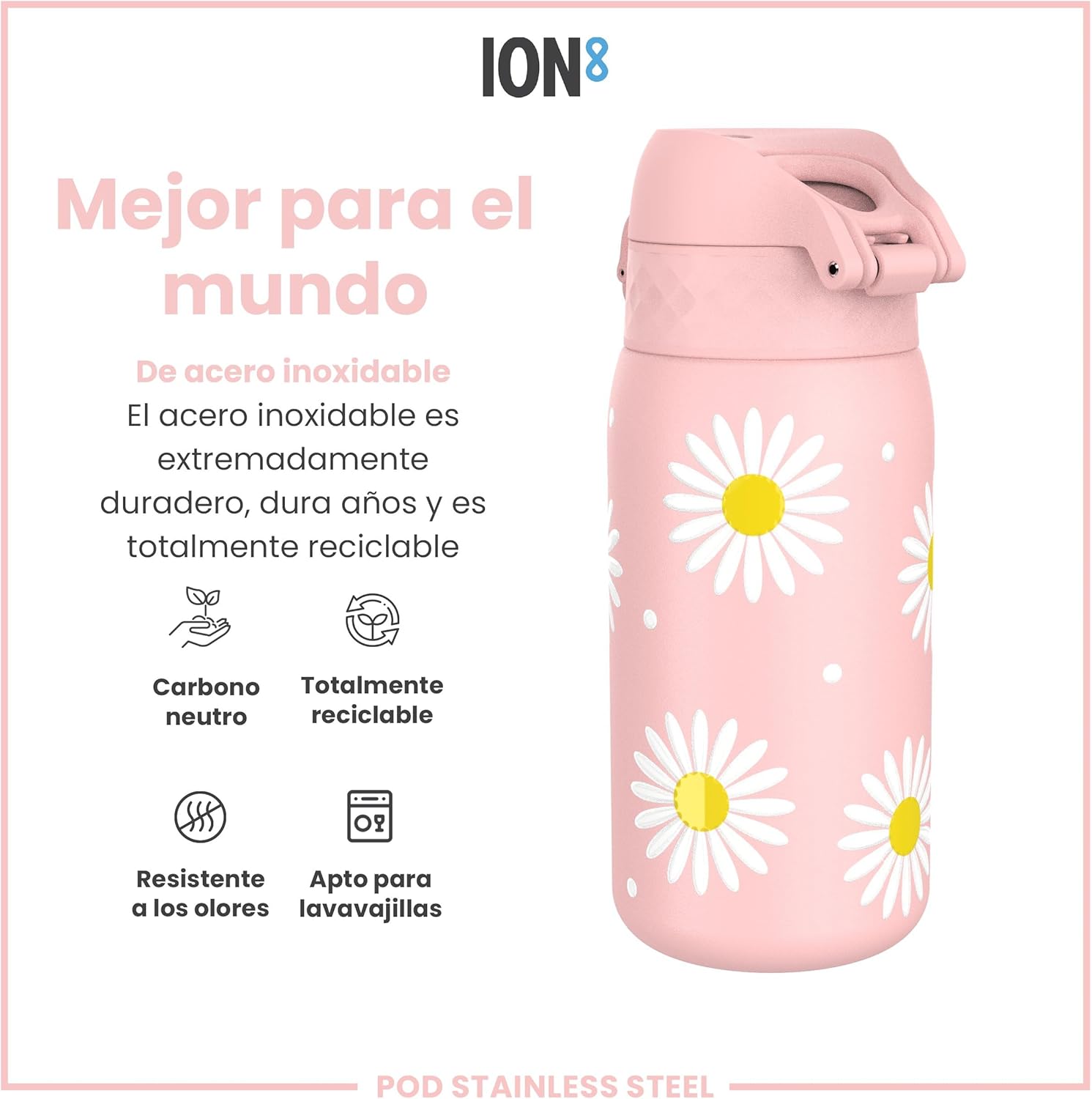Detalle 1 de ion8 Botella Agua Inox para Niños 400ml 🚰 Sin Aislamiento