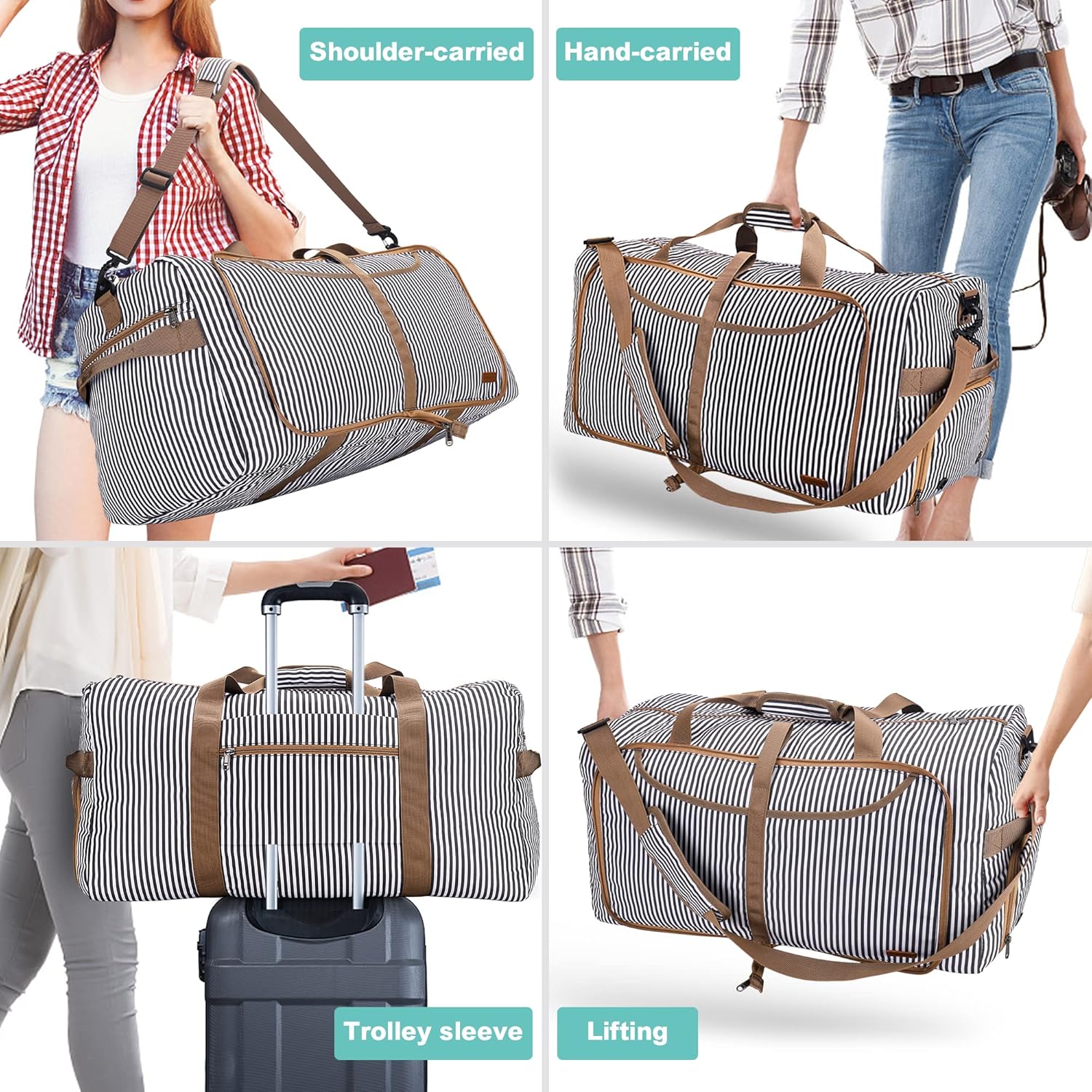 Detalle de VS VOGSHOW Travel Duffle Bag 80L Foldable Holdall – Lightweight, Spacious and Practical