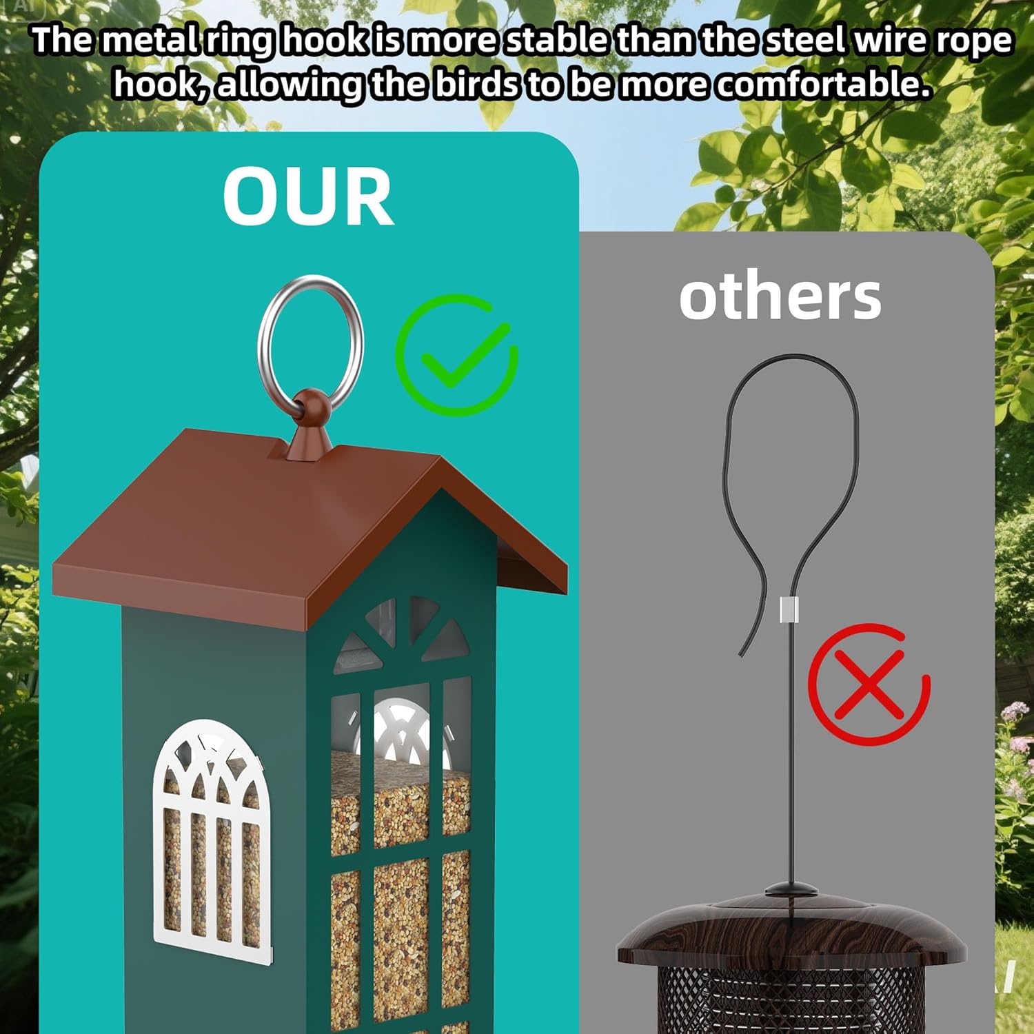 Detalle 2 de Metal Bird Feeder Waterproof Hanging