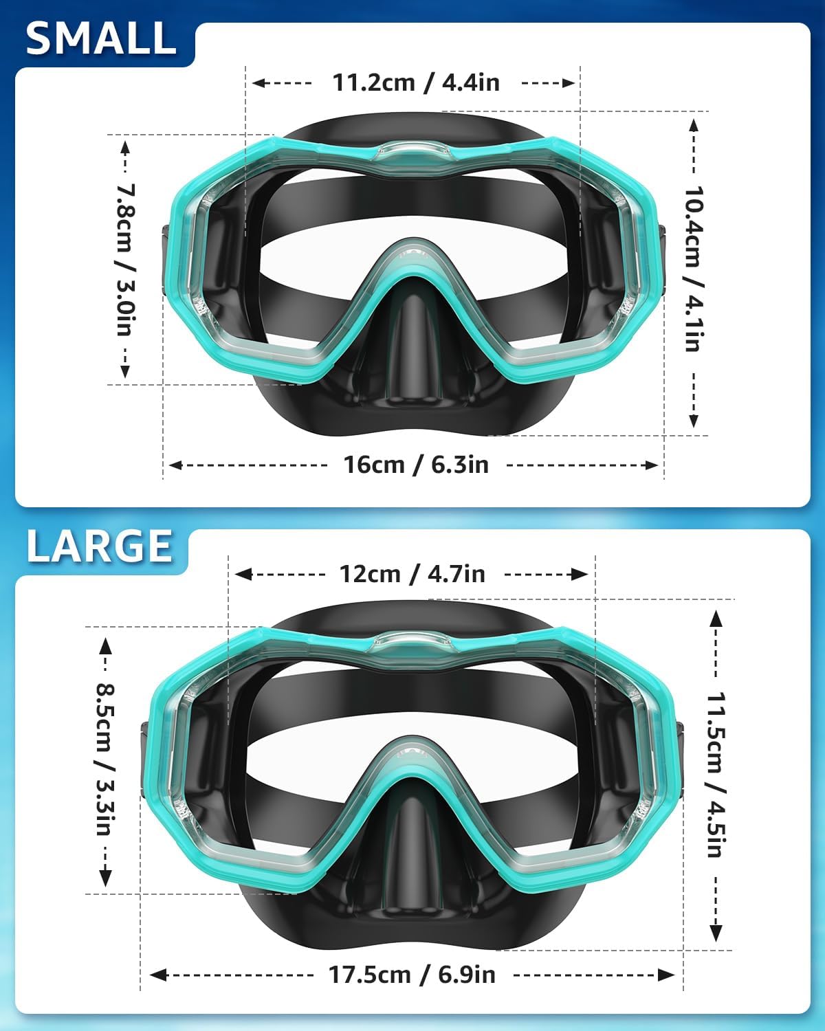 Detalle de WSTOO Adults Swim Goggles with Nose Cover (Anti-Fog, 180° Panoramic, Leak-Proof, 3-Lens)