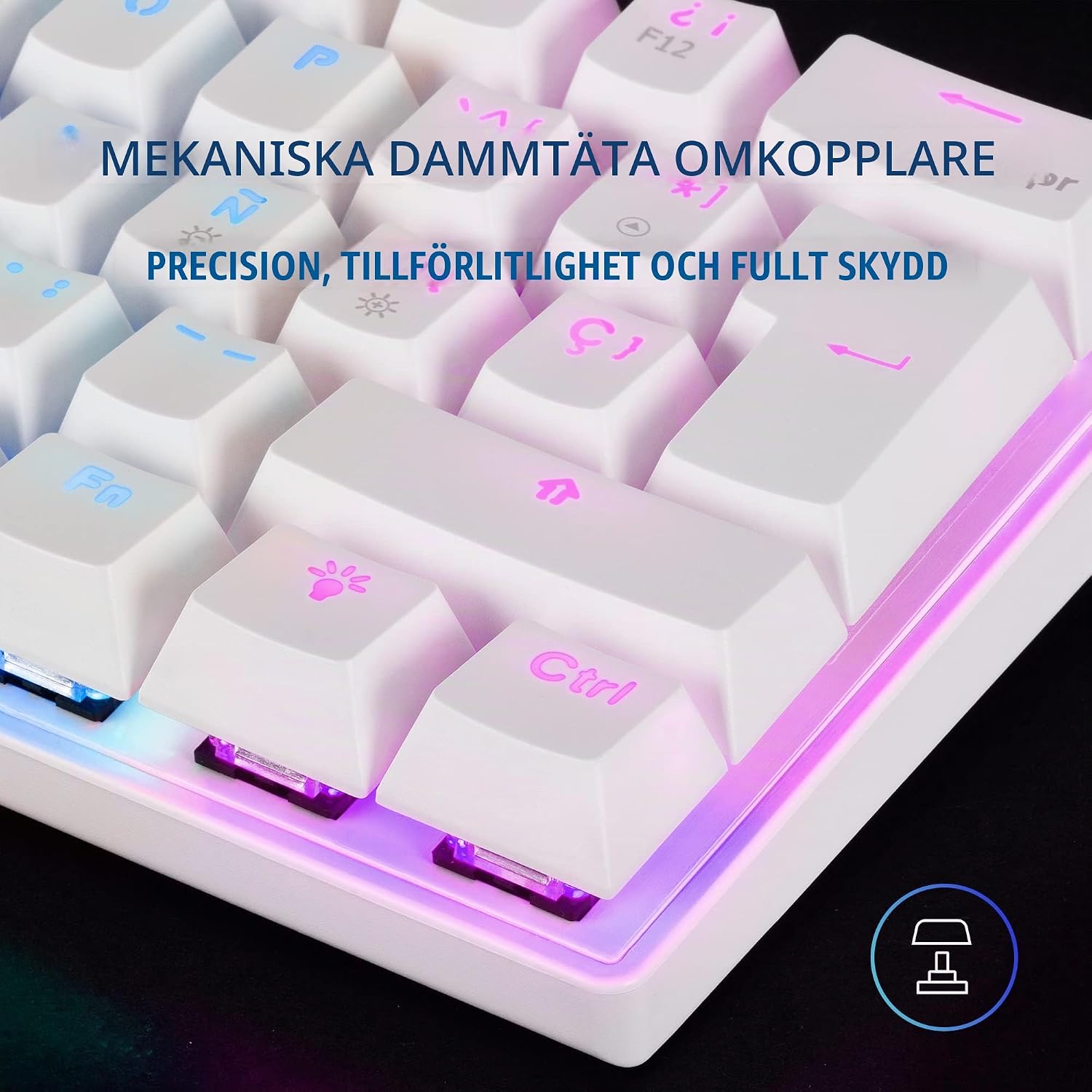 Detalle 1 de Mars Gaming MK60WBRUS mekaniskt speltangentbord, 60 %, vitt, brun switch
