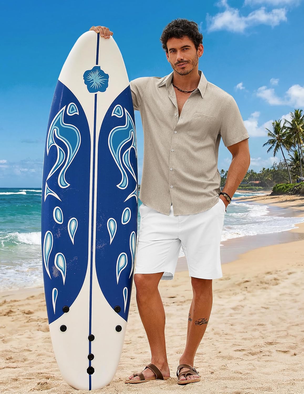 Thumbnail 3 de COOFANDY Herren Hemd Kurzarm Sommer Leicht – Freizeithemd mit Brusttasche, Regular Fit