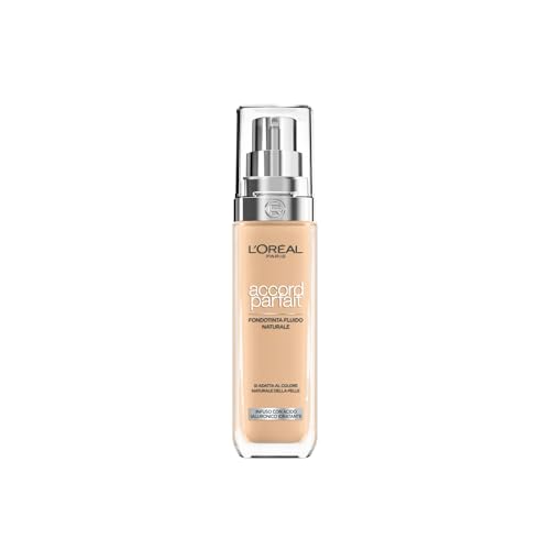 Detalle de L’Oréal Paris Accord Parfait Fondotinta Liquido Naturale 3D/W Warm Dorè: incarnato uniforme e idratato