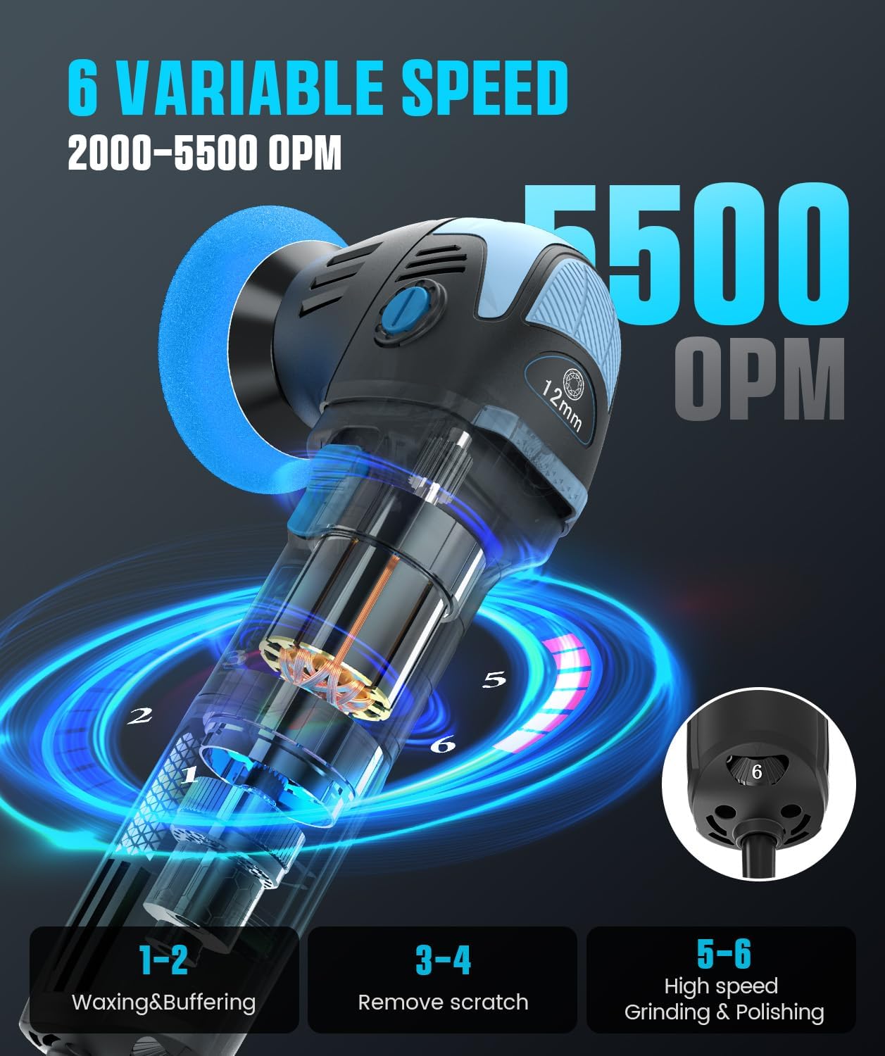 Thumbnail 3 de RAYBAO Mini Polisher (2in/3in) 750W random orbital car polisher and buffer