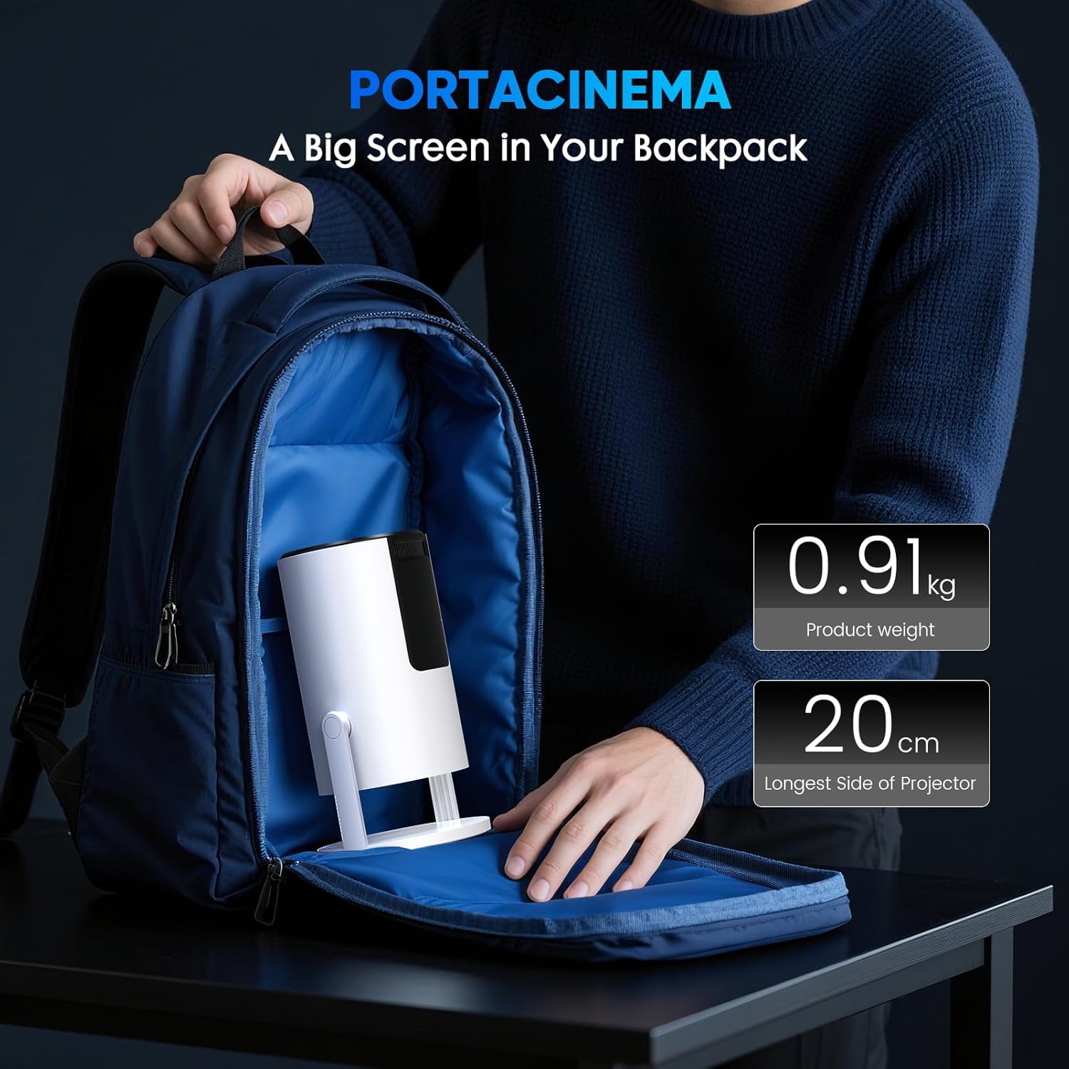 Thumbnail 6 de Tecaki Mini Projector (Android 14 & built-in apps) with WiFi 6, Bluetooth 5.2 and auto keystone for home cinema