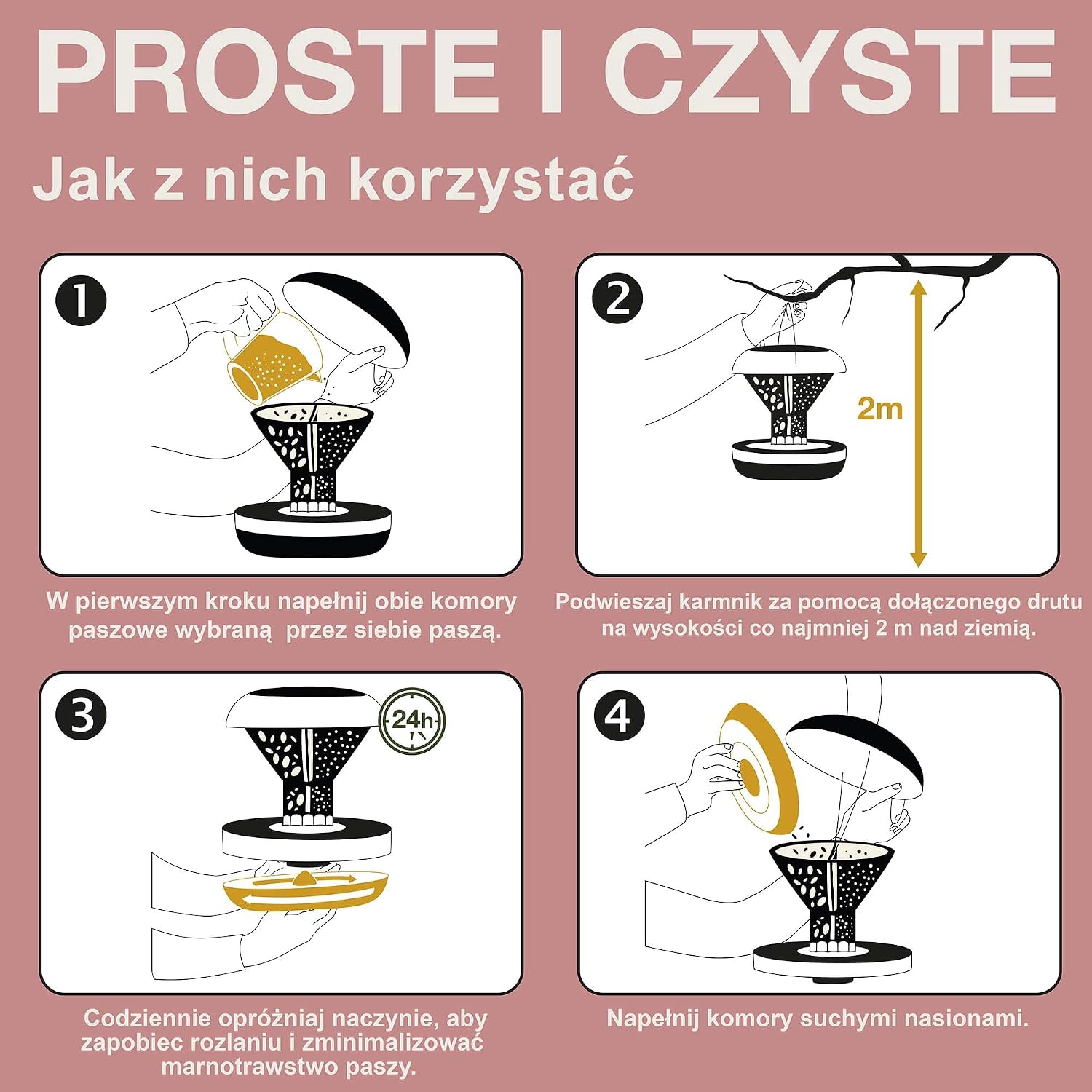 Thumbnail 6 de SWISSINNO Davos SMART BIRDS – wiszący karmnik z podwójnymi komorami, Dusty Rose