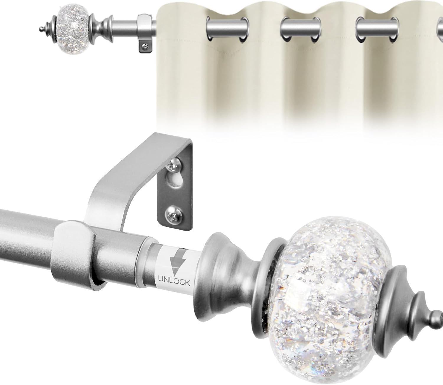 Detalle de Deconovo extendable curtain rail 76-122cm