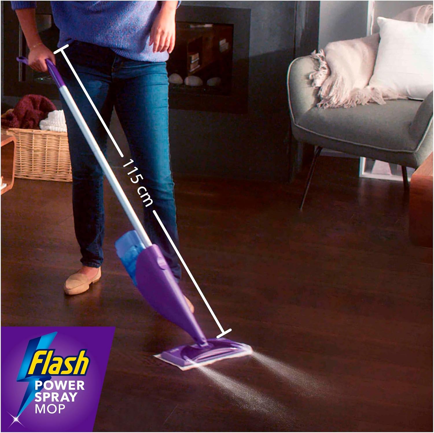 Detalle de Flash Power Spray Mop Floor Cleaner Liquid Citrus 4x1.25L