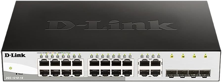 Detalle de D-Link DGS-1210-10/E — 10-portowy Smart Switch Gigabit z 8 portami RJ45 i 2 SFP