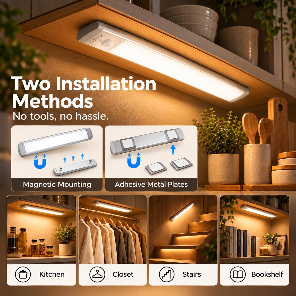 Thumbnail 6 de CPFLITA UCL-4Pack-24cm. Under-Cabinet Lights, Motion Sensor, 3 Color Temps