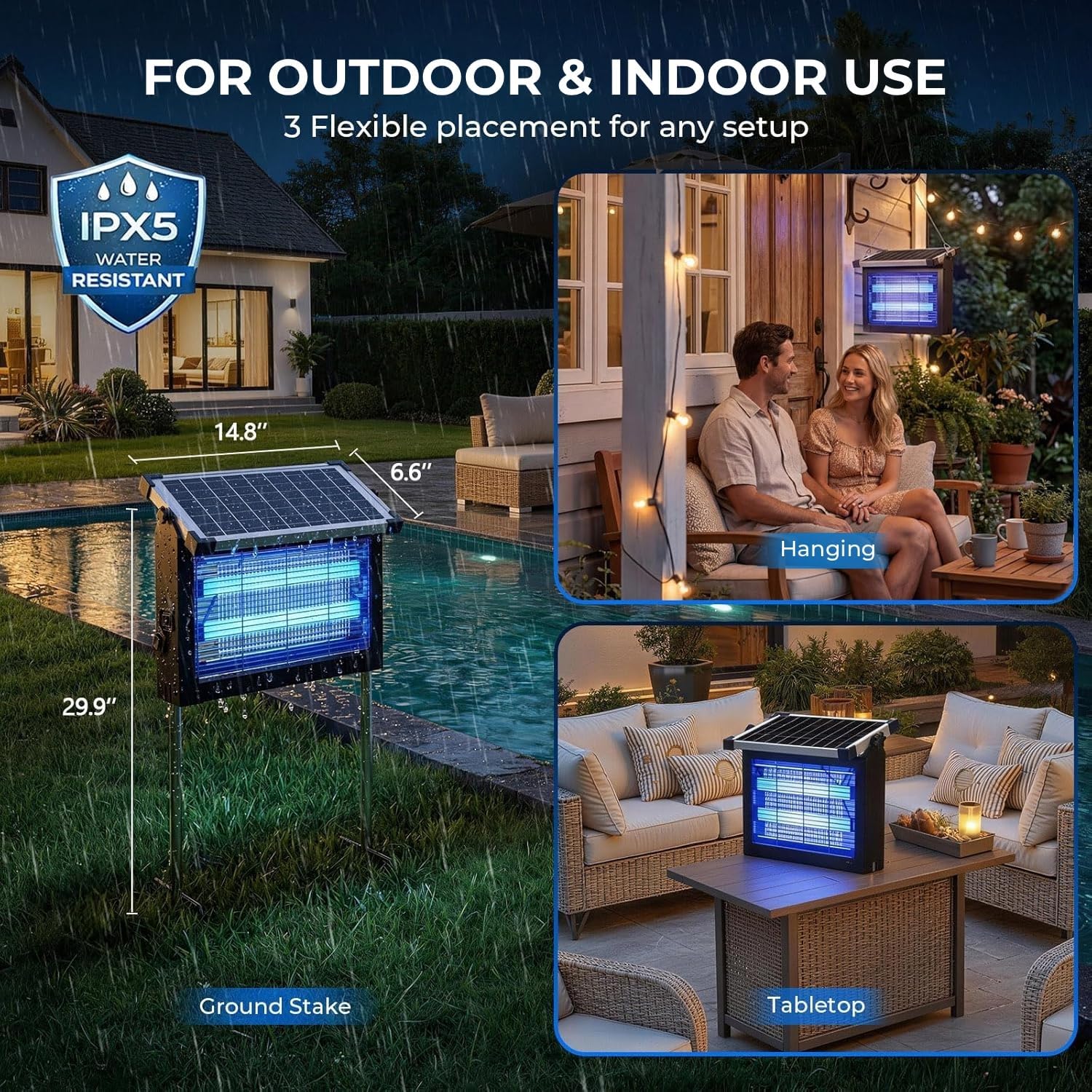 Detalle 2 de Solar Bug Zapper Outdoor with 4500V Electric Grid and 10W Solar Panel