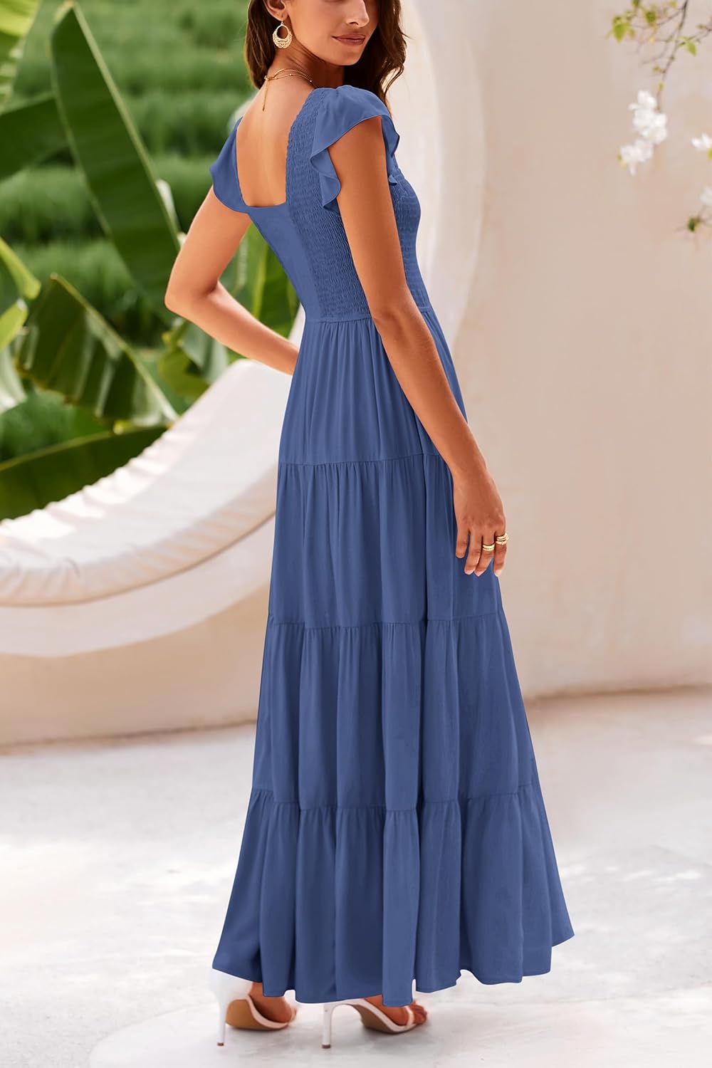 Thumbnail 1 de PRETTYGARDEN Women’s Summer Flow y Maxi Dress with V-Neck Smocked Bodice