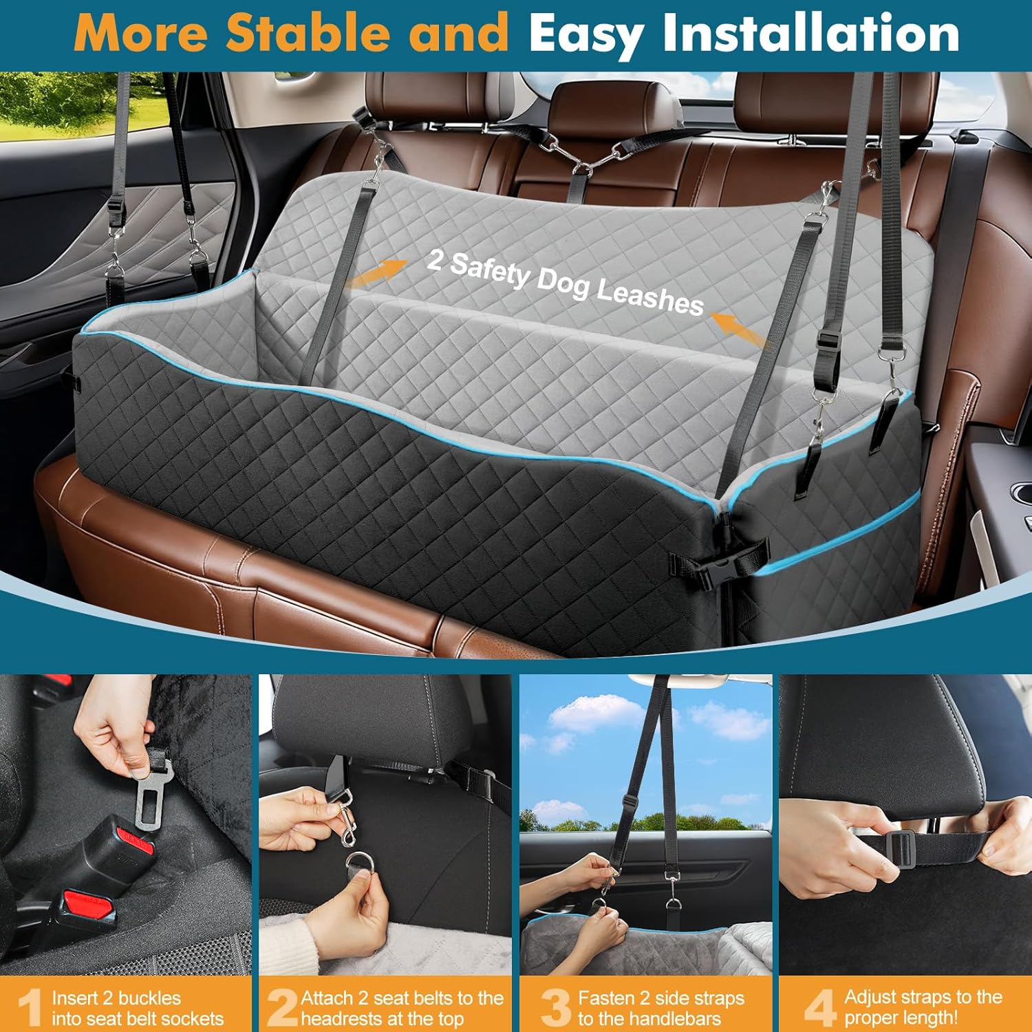 Detalle de Tivray Large Dog Car Seat: A practical booster bed for big dogs on the move