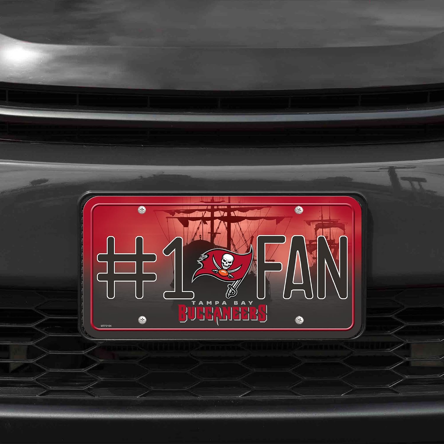 Detalle de Rico Industries NFL #1 Fan Metal License Plate Tag (Unisex-Adult) — Team Logo Metal Plate