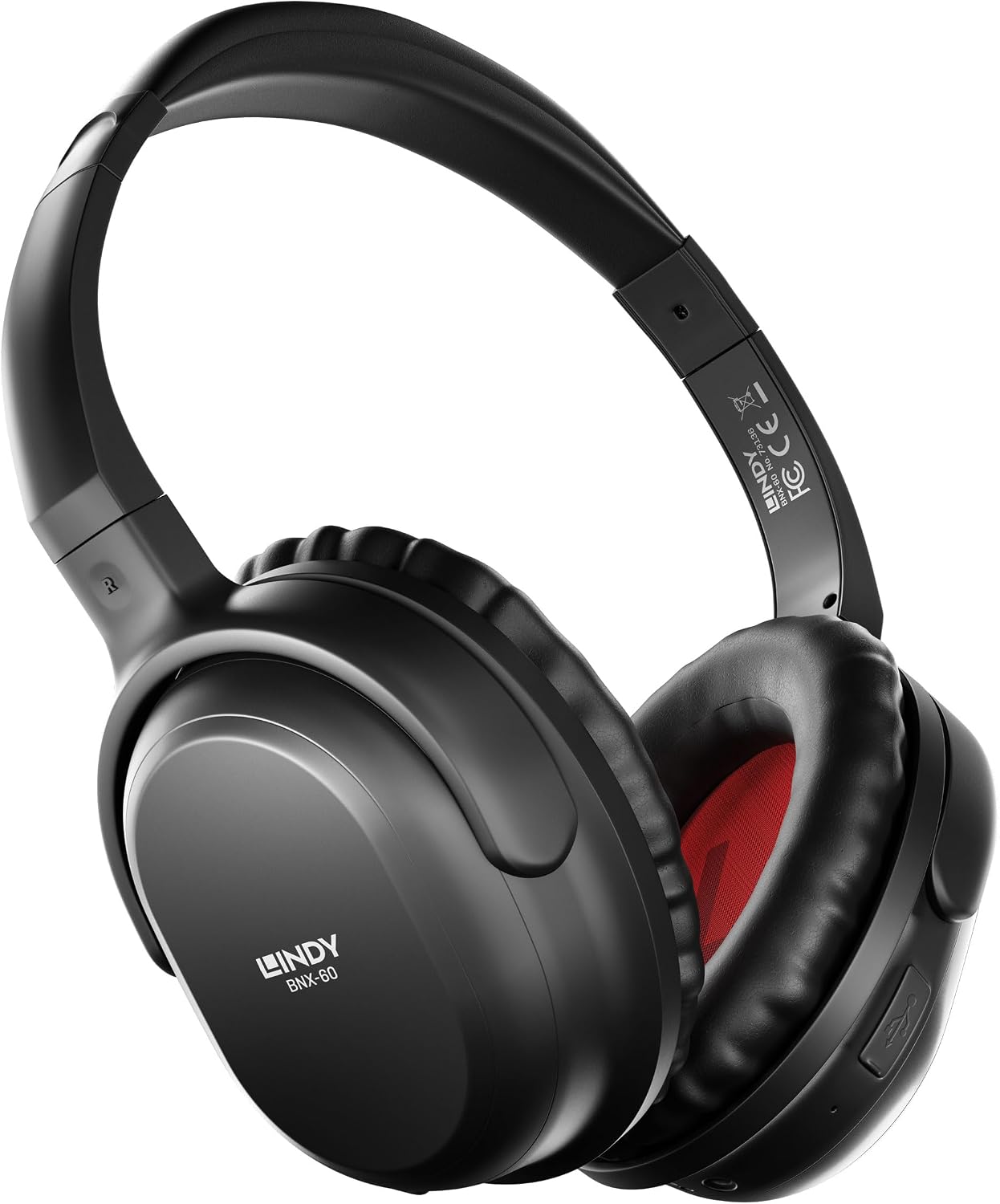 Detalle de LINDY BNX-60 Wireless ANC Headphones (Matt Black) with aptX