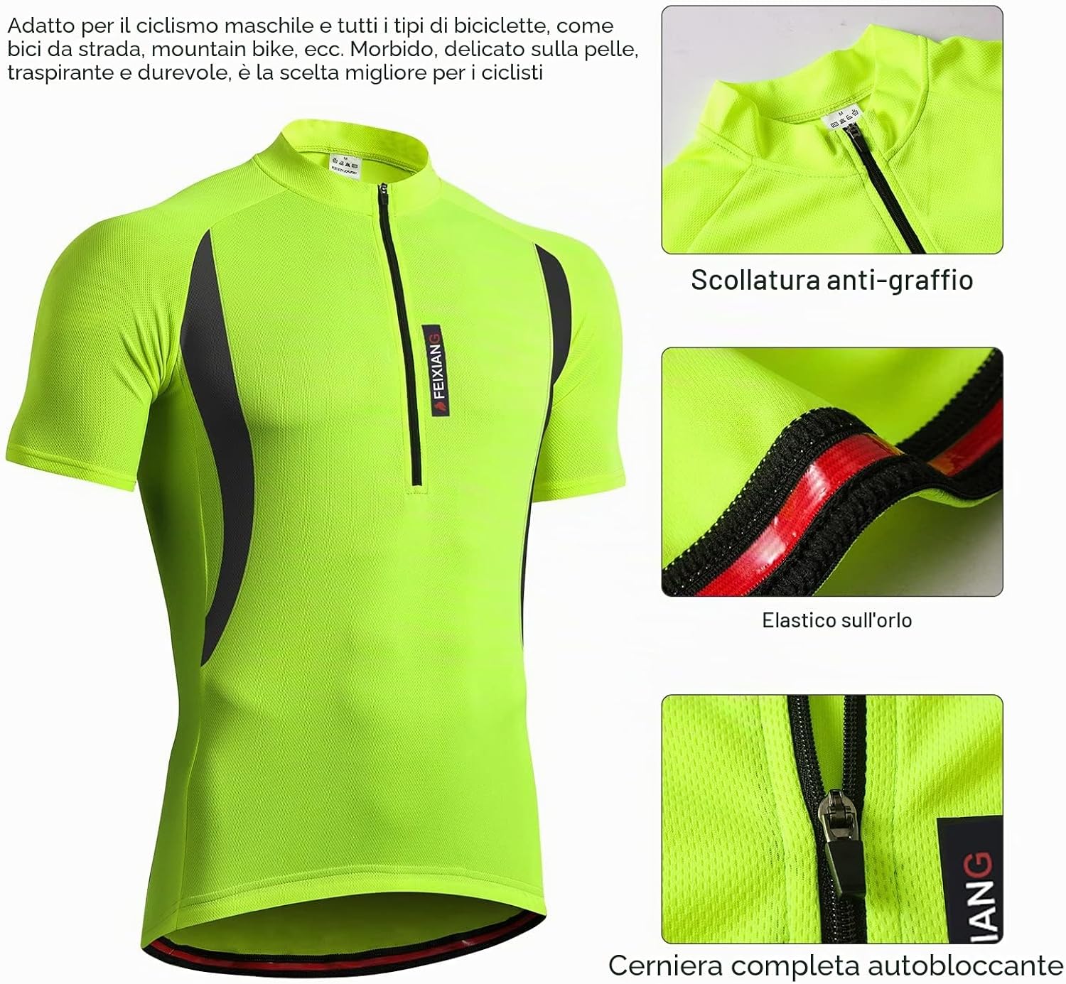 Detalle de MEETWEE Magliette Ciclismo Uomo: Maglia a maniche corte/lunghe in poliestere per MTB e strada