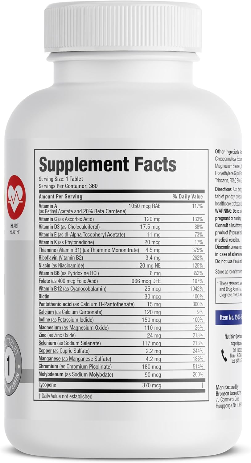 Detalle de Bronson ONE Daily Men’s 50+ Multivitamin, 360 Tablets with Lycopene