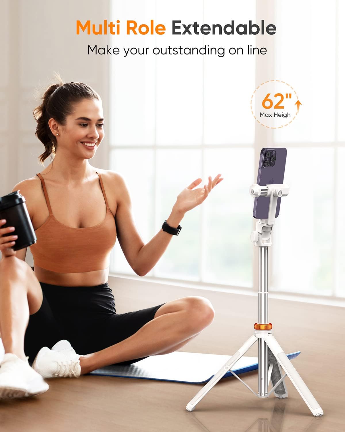 Detalle 1 de 62" Phone Tripod Stand 62in extendable