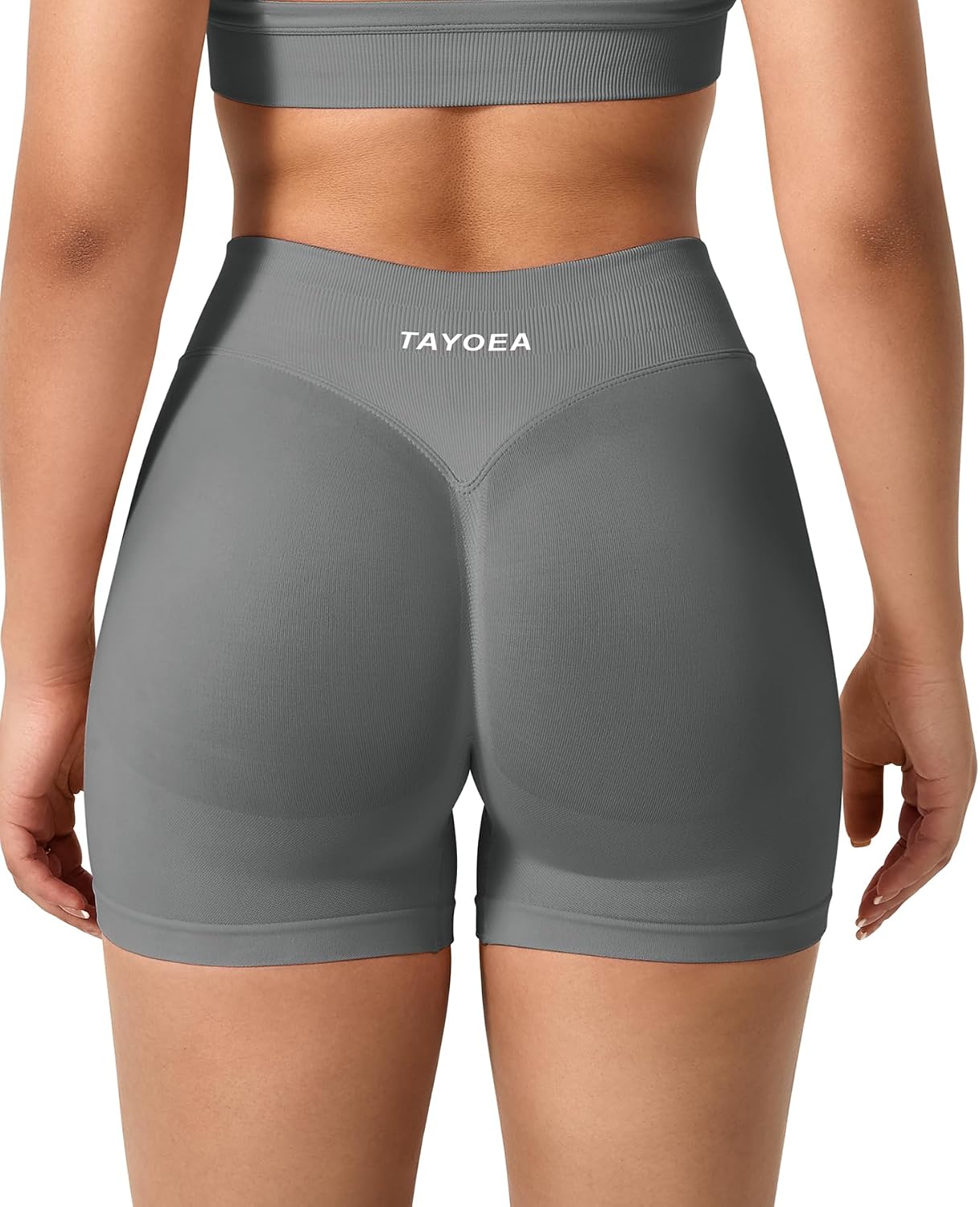 Detalle de TAYOEA Sport Shorts Damen Scrunch – kurze Gym-Shorts mit Push-up-Effekt und nahtlosem Design