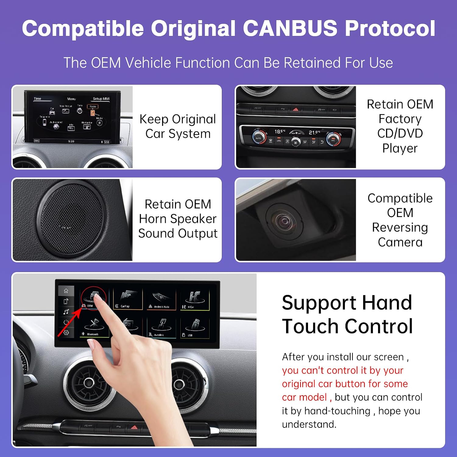Detalle de Road Top autoradio da 12,3 pollici senza fili con CarPlay per Audi A3/S3 2014-2019 (MIB)