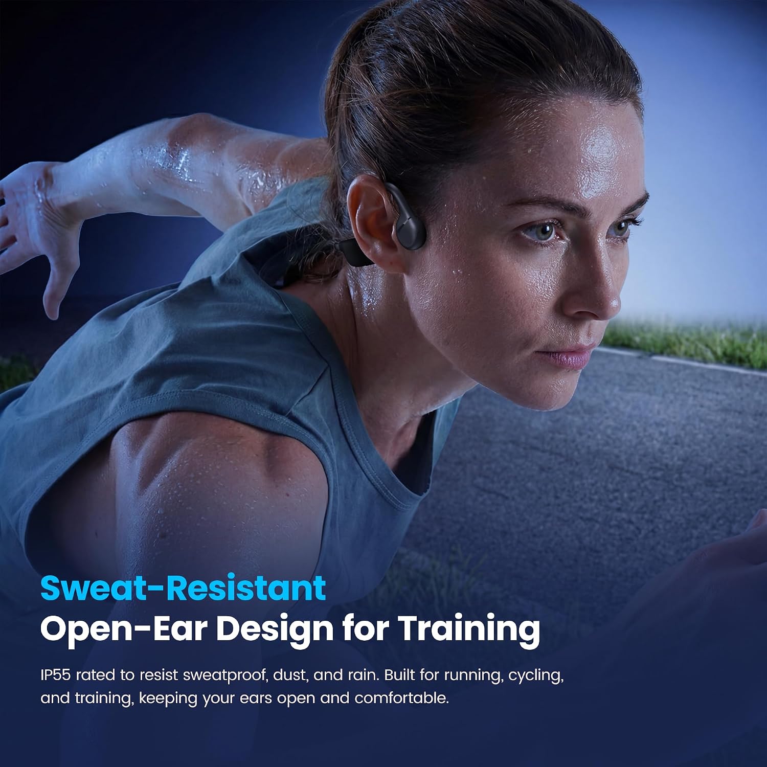 Detalle 2 de MJOFFIN Bluetooth 5.4 Bone Conduction Headphones, 22g, IP55, Up to 10 Hours