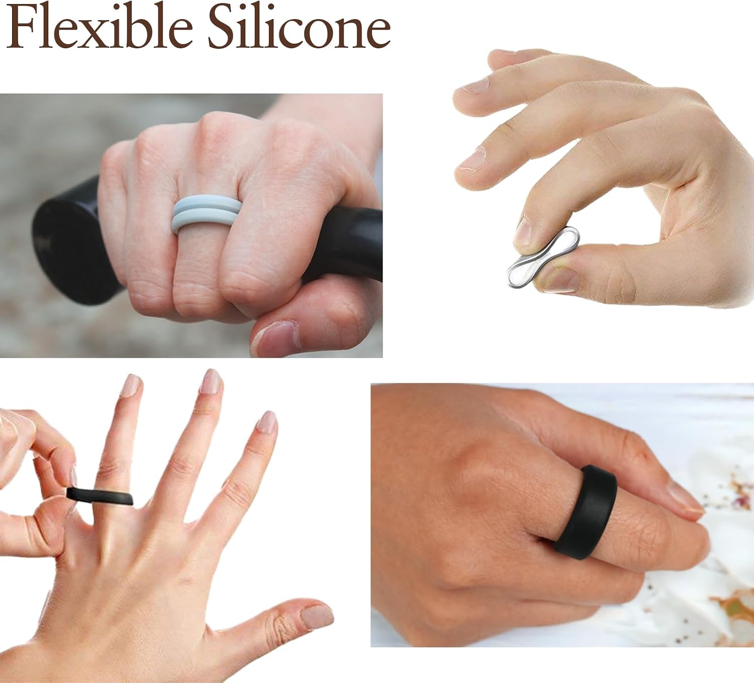 Detalle de LOCCY 8er-Set Herren-Silikon-Eheringe in 8 Farben – flexible Sport- und Outdoor-Trauringe