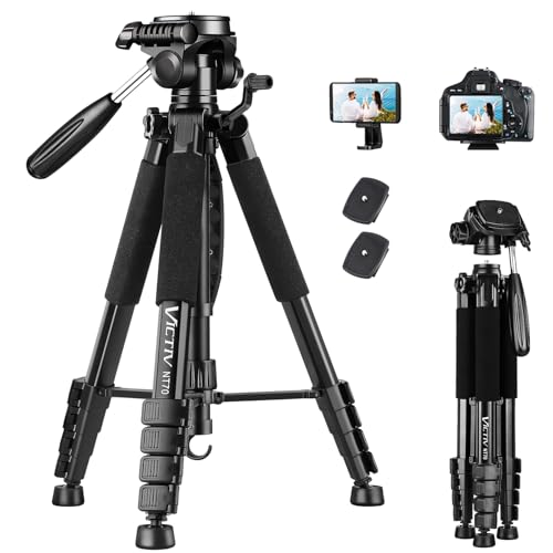 Detalle de VICTIV 74” Camera Tripod with Phone Holder: Versatile Tall & Compact Stand
